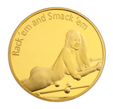Ball Breaker Rack'em an Smack'em Heads & Tails Good Luck Gold Challenge Coin