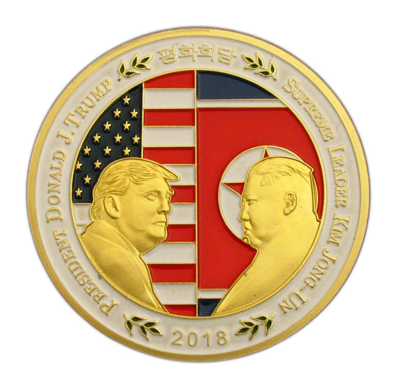 2018 US President Trump & Kim Jong Un Peace Talks Summit 24K Gold Plated Coin