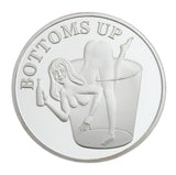 Bottoms Up Booze Hound Pin Up Lucky Heads Tails Sexy Lady Silver Challenge Coin