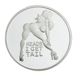 Sexy Girl Lady "Heads I Win & Tails You Lose" Two-sided Flip Silver Challenge Coin #3
