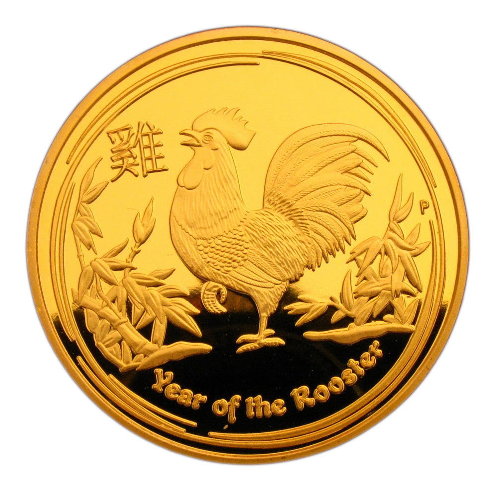 2017 Australia Lunar Zodiac Year of the Rooster 24K Gold Plated Coin