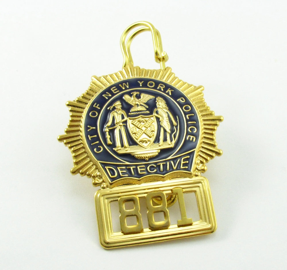 NYPD New York Police Detective Badge Solid Copper Replica Movie Props With No.881
