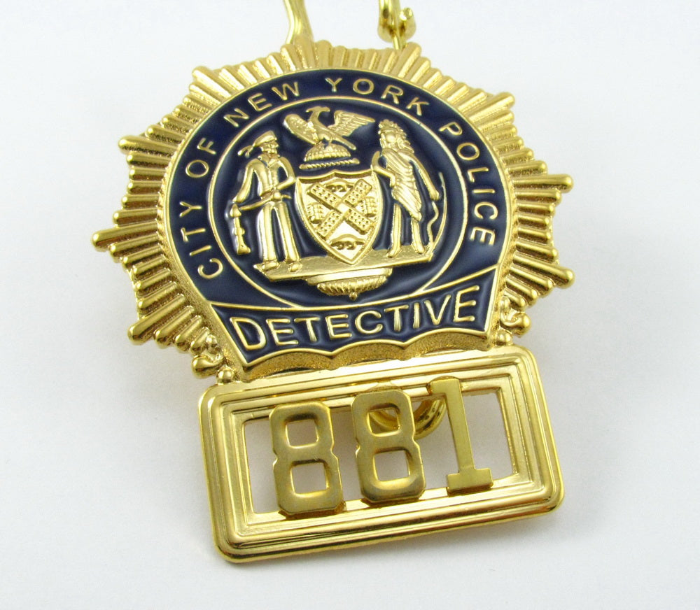 NYPD New York Police Detective Badge Solid Copper Replica Movie Props With No.881