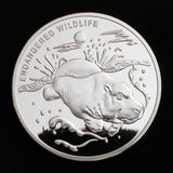 Congo Endangered Wildlife Hippo Silver Coin