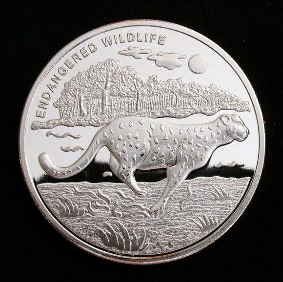 Congo Endangered Wildlife Leopard Silver Coin