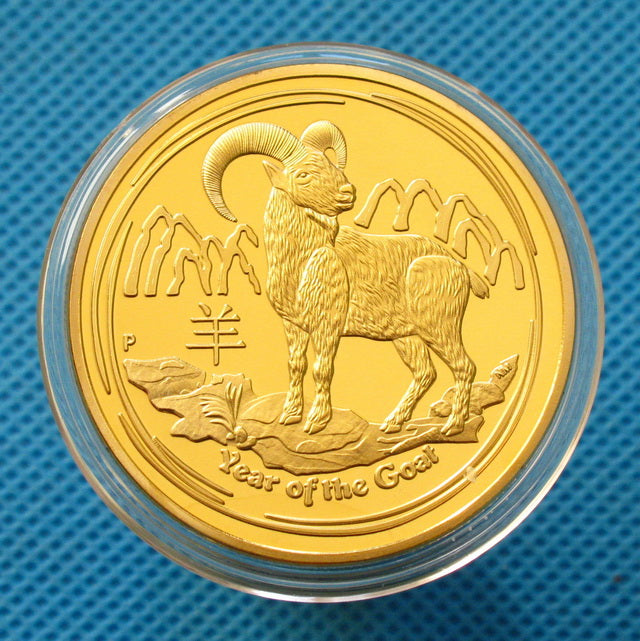 2015 Australia Lunar Zodiac Year of the Goat 24K Gold Plated Coin