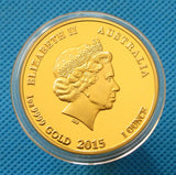 2015 Australia Lunar Zodiac Year of the Goat 24K Gold Plated Coin