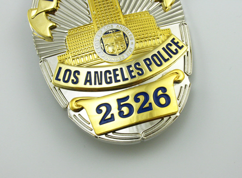 LAPD Los Angeles Police Detective Badge Solid Copper Replica Movie Props With Number 2526