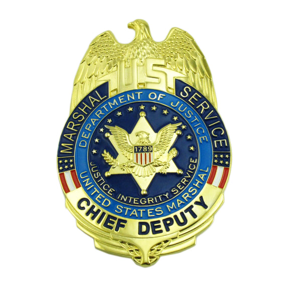 USMS US Marshal Service Chief Deputy Badge Solid Copper Replica Movie Props