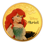 6 Pcs 2015 Disney Princess Classic Cartoon Colored 24K Gold Plated Coins Set
