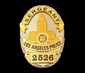 LAPD Sergeant Los Angeles Police Badge Solid Copper Replica Movie Props With Number 2526