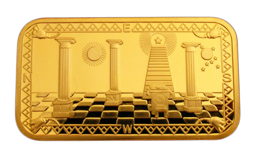 Masonic Freemasonry Freemason Symbol 24K Gold Plated Challenge Bar/Coin