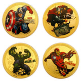 4 Pieces Marvel Comics Superhero The Avengers 24K Gold Plated Coins