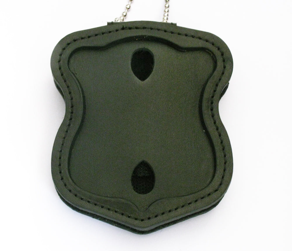 Boston Police Recessed Badge Wallet - Leather Style 105 For Large Police Badge, Black