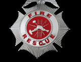 Fire Rescue Badge Solid Copper Brooch Pin Replica Movie Props