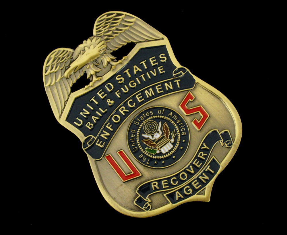 US Bail Enforcement & Fugitive Recovery Agent Badge Solid Copper Replica Movie Props