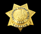 US California Highway Patrol CHP Captain Badge Replica Movie Props With Number 1066