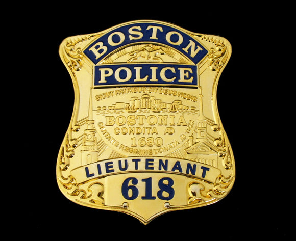 Boston Police Lieutenant Badge Solid Copper Replica Movie Props With Number 618