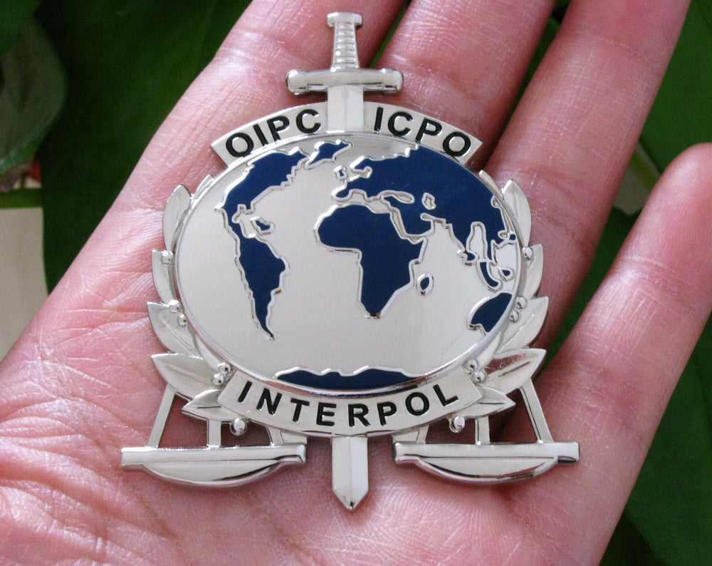 ICPO INTERPOL Counter Terrorism Expert Badge Solid Copper Replica Movie  Props