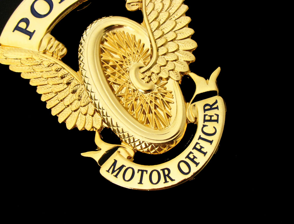 Police Motor Motorcycle Officer Cap Badge Solid Copper Replica Movie Props