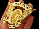 Police Motor Motorcycle Officer Cap Badge Solid Copper Replica Movie Props