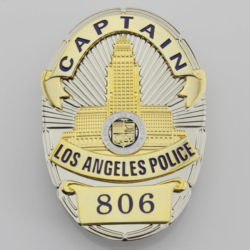 LAPD Los Angeles Police CAPTAIN Badge Solid Copper Replica Movie Props With  Number 806