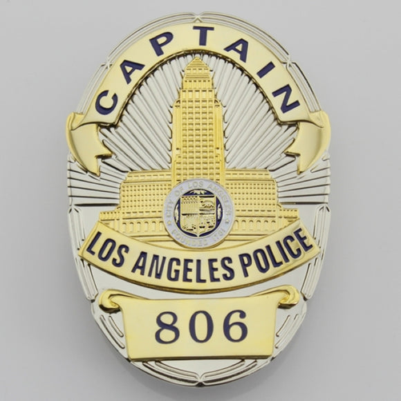 LAPD Los Angeles Police CAPTAIN Badge Solid Copper Replica Movie Props With Number 806