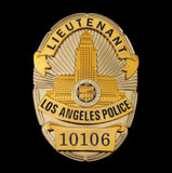 LAPD Los Angeles Police LIEUTENANT Badge Solid Copper Replica Movie Props With Number 10106