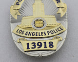 LAPD Los Angeles Police Officer Badge Solid Copper Replica Movie Props With Number 13918