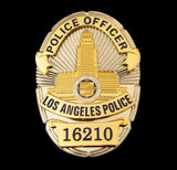 LAPD Los Angeles Police Officer Badge Solid Copper Replica Movie Props With Number 16210