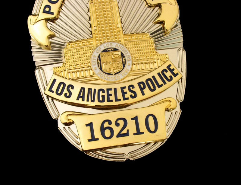 LAPD Los Angeles Police Officer Badge Solid Copper Replica Movie Props With Number 16210