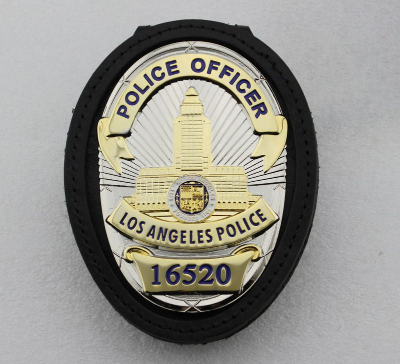 LAPD Los Angeles Police Officer Badge Replica Movie Props with Number 13958 16520 No.16520+Holder