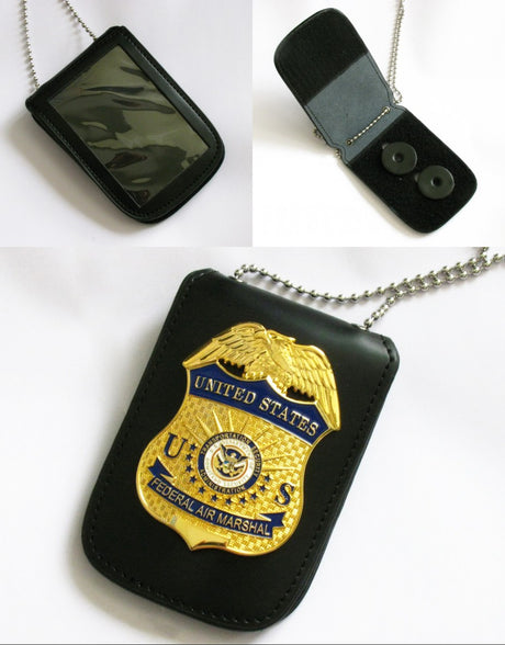 Multi-purpose Leather Holder/ Holster/ Wallet For Multi-size Police Badges & ID Card