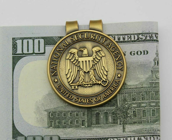 US NSA Badge Solid Copper Pocket Money Clip 1.5