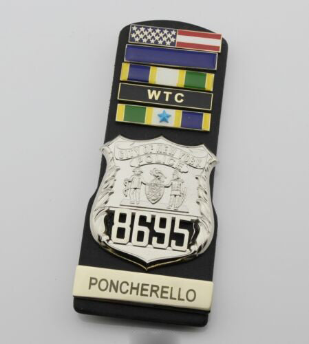 NYPD Citation Bar & Badge & Name Bar Tag Genuine Leather Holder