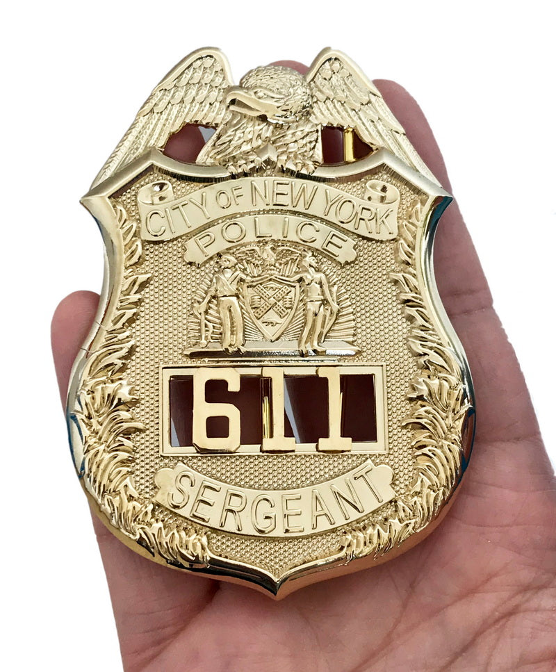 NYPD New York Police Sergeant Badge Replica Movie Props With No.611