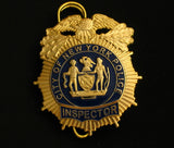 NYPD New York Police INSPECTOR Badge Solid Copper Brooch Pin Replica Movie Props