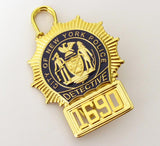 NY New York Detective Police Badge Réplique des accessoires de film *Numéro de badge personnalisable*