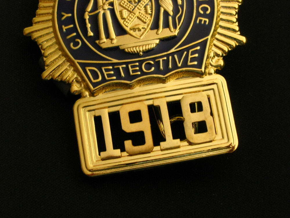 NYPD New York Police Detective Badge Solid Copper Replica Movie Props With Number 1918