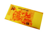 6 Pieces of Singapore Dollar Gold Foil Prop Money Novelty Notes Banknotes Set