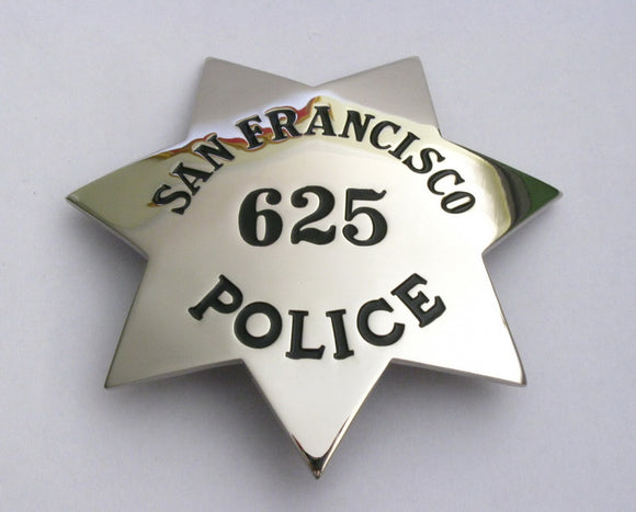 San Francisco Detective Police Badge Solid Copper Replica Movie Props With Number 625