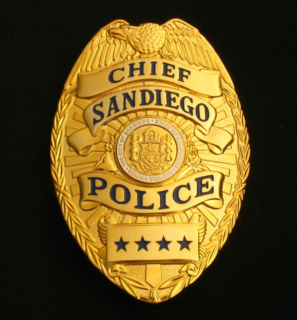 US Sandiego Chief Police Badge Solid Copper Replica Movie Props With Four  Star