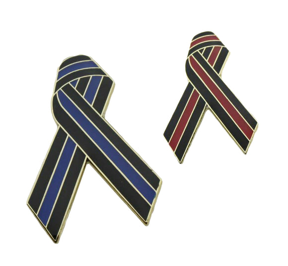 Thin Blue / Red Line Ribbon Metal Lapel Pin