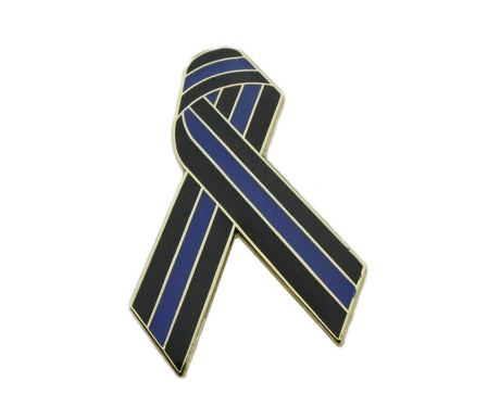 Thin Blue / Red Line Ribbon Metal Lapel Pin