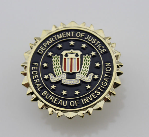 US FBI Mini Badge Solid Copper Brooch Pin Replica Movie Props
