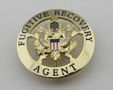 US Fugitive Recovery Agent Badge Solid Copper Replica Movie Props