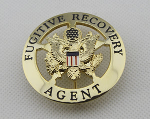 US Fugitive Recovery Agent Badge Solid Copper Replica Movie Props