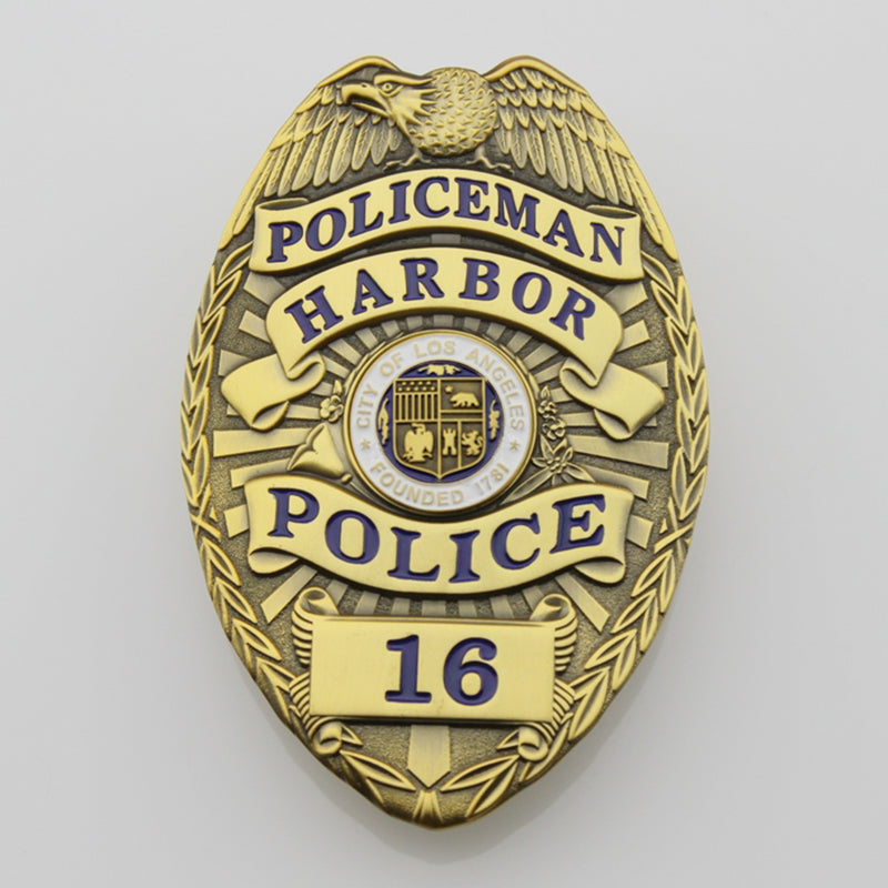 US Los Angeles Harbor Policeman LAPD Police Badge Solid Copper