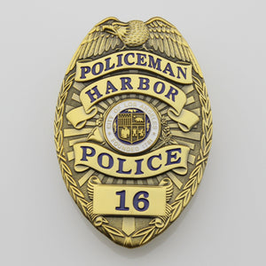US Los Angeles Harbor Policeman LAPD Police Badge Solid Copper Replica Movie Props