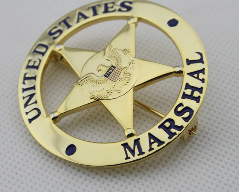 新品 US MARSHAL USマーシャル バッジ 革ホルダー 金 GOLD丸型 Us